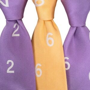 Lot of 3 Rare Breuer classic Silk ties w/Numbers #2 #6 purple + #6 Yellow